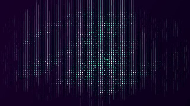 Glowing Digital Face in Dark Background