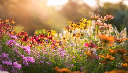 Obraz premium Wildflower Patch Diverse Blooms Natural Light Plant Color