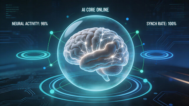 AI brain in digital sphere