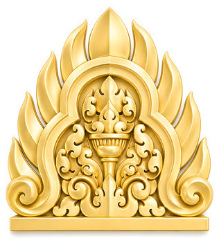 Golden Kbach Khmer Sculpture 3D art decoration