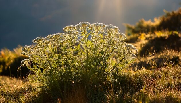 Backlit Shot Of Alpine Wild Flower Artemisia Genipi Weber Artemisia Spicata This Plant Is The Basis Of The Tonic Liquor Genepi Photo Taken At An Altitude Of Meters