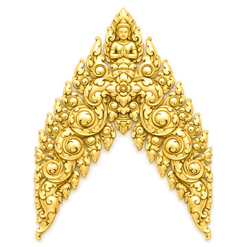 Golden Kbach Khmer Sculpture 3D art decoration