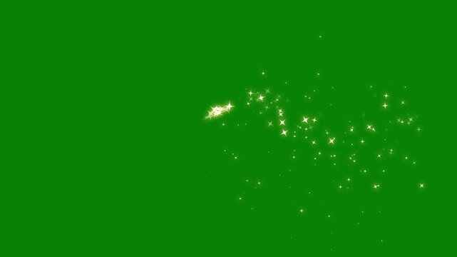 Golden glowing glitter particle curved trail with magic sparkles and twinkle stars motion, fairy dust wand shimmer trail, pixie dust path, magic line dust, glitter line blink motion on green screen.4k