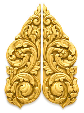 Golden Kbach Khmer Sculpture 3D art decoration