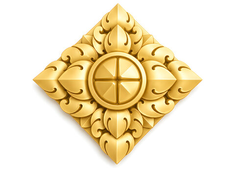 Golden Kbach Khmer Sculpture 3D art decoration