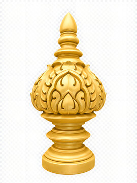Golden Kbach Khmer Sculpture 3D art decoration