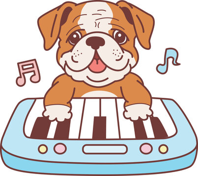 Cute funny Bulldog sticker icon. Funny Bulldog 