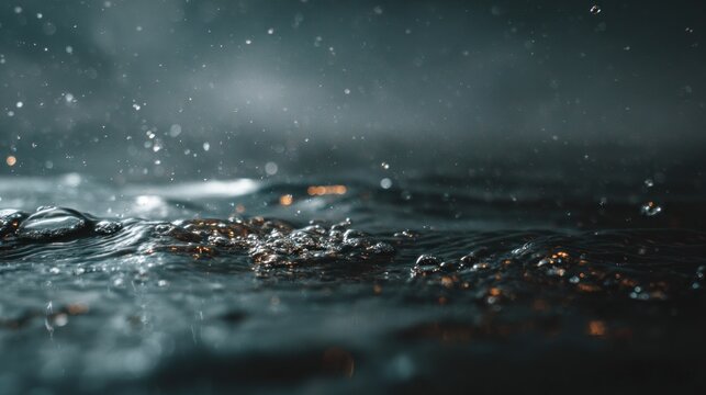Close up of water surface with bubbles