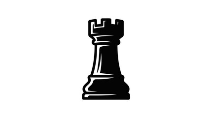 Black Rook Chess Piece Silhouette - Strategy and Game Icon © Nur