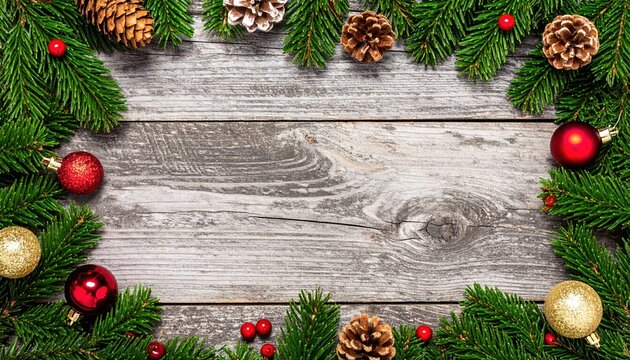 Holiday frame made of pine branches