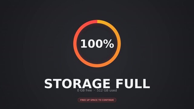 Memory storage full in black background