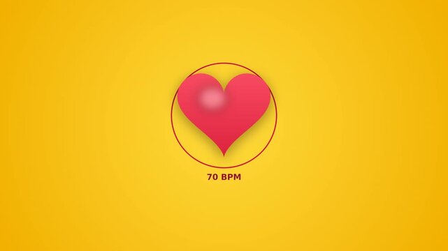 Red heart beat on a yellow background