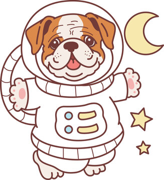 Cute funny Bulldog sticker icon. Funny Bulldog 