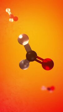 Animated Formaldehyde Molecule Spinning over Orange Cinematic Background - Vertical