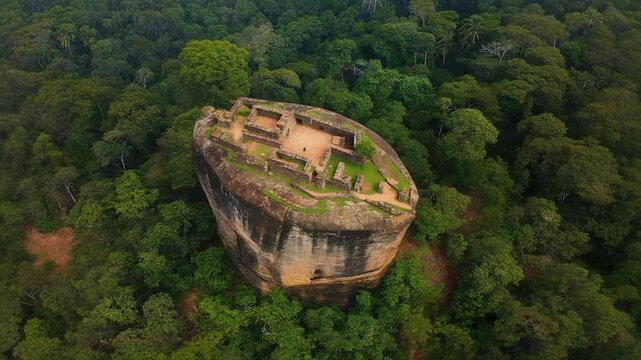 Stunning aerial view sigiriya lion rock fortress in sri lanka