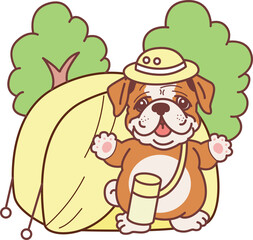 Fototapeta premium Cute funny Bulldog sticker icon. Funny Bulldog 