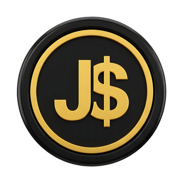 3D Jamaican Dollar Symbol Isolated on Transparent Background