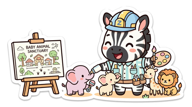 Cute Zebra Artist Teaches Baby Animals Painting at Sanctuary