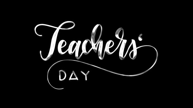 Teachers day text animation in silver. Perfect for greeting cards, posters, social media posts.