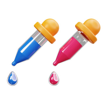 Dual Color Ink Droppers 3D Illustrations
