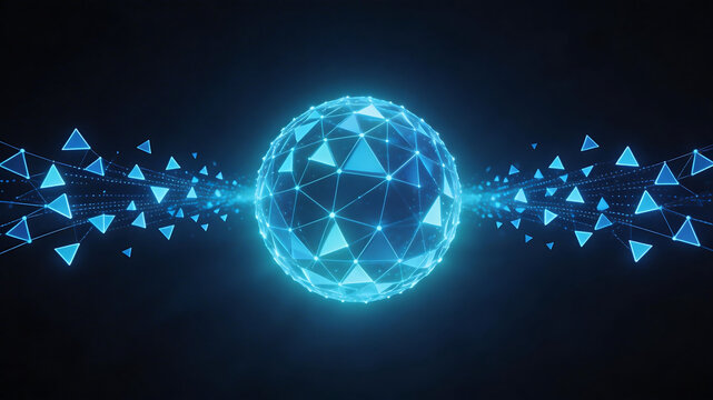 Blue glowing sphere with triangular patterns