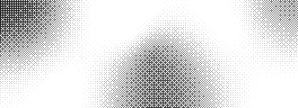Pixelated bitmap gradient texture. Black and white dither pattern background. Abstract glitchy pattern. 8 bit video game screen wallpaper. Border Wide. Pixel art retro Illustration.eps10