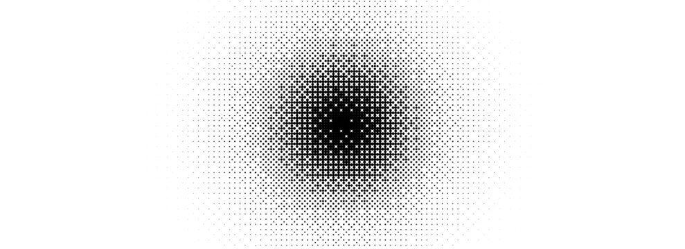 Pixelated bitmap gradient texture. Black and white dither pattern background. Abstract glitchy pattern. 8 bit video game screen wallpaper. Border Wide. Pixel art retro Illustration.eps10