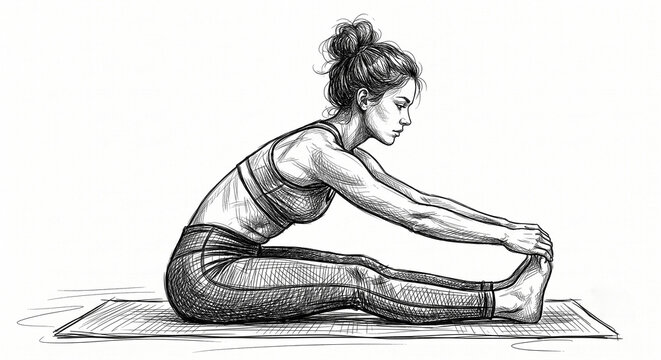 yoga pose water color sketch art