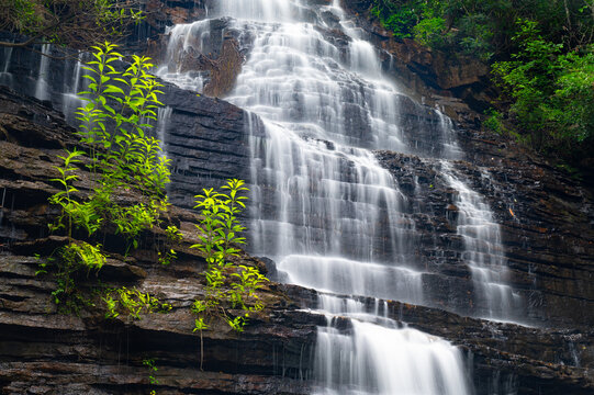 Waterfall in a mountain forest. Benton Falls, Cherokee National Forest, Tennessee