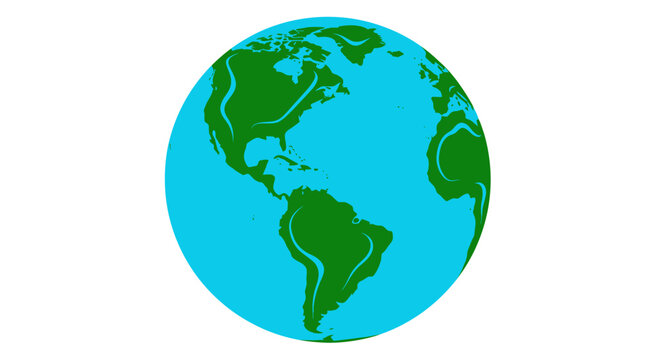 Iconic blue and green globe imagery showing continents and oceans, a stylized planetary view for landscape themed collection.