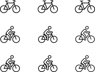 Obraz premium Black and white line collection of six bicycle in various styles line bicycle bike simple minimalist