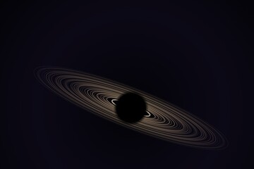 Saturn with rings in dark space illustration © mina