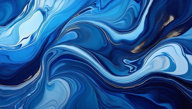 Luxury Blue Marble Fluid Art Abstract Background