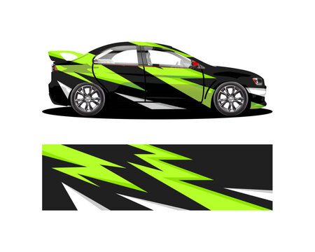 Abstract vector car sticker design. Graphic abstract line racing background design for vehicle body wraps, race cars, rally cars, adventure cars, and liveries.