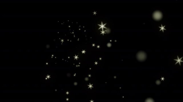 Golden bokeh particles create a glowing hexagonal stardust trail with magical light.