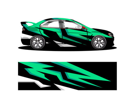 Abstract vector car sticker design. Graphic abstract line racing background design for vehicle body wraps, race cars, rally cars, adventure cars, and liveries.