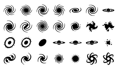 Ultimate Space and Astronomy Vector Icon Pack, 28 Minimalist Black and White Line Art Designs of Galaxies, Orbits, and Cosmic Nebulas, Isolated Bold Graphic Bundle for KDP and Stickers © GULSHAN