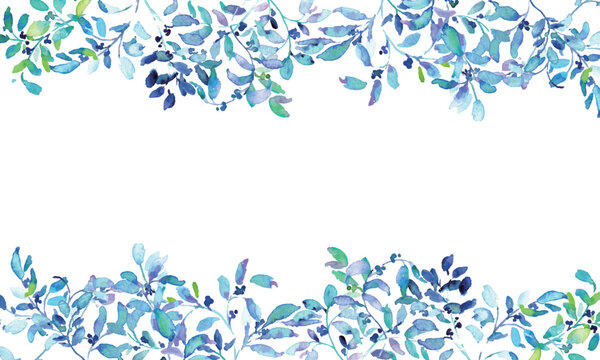 水彩ブルーリーフのフレーム・背景素材セット
Blue Watercolor Botanical Frame Collection Set