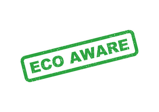 Green eco aware rubber stamp style sign with a textured grunge effect
