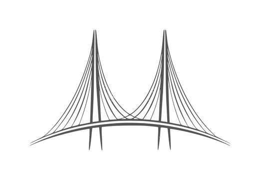 Minimalist cable stayed bridge dark grey lines suspension structure