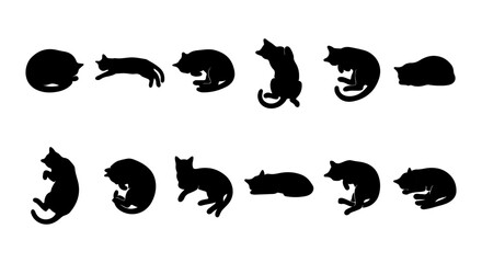 Obraz premium Vector Cat Silhouettes Collection, Diverse Poses, Black Feline Icons for Pet Lovers and Design