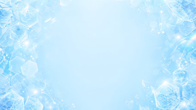 Abstract ice blue crystal background with geometric frames