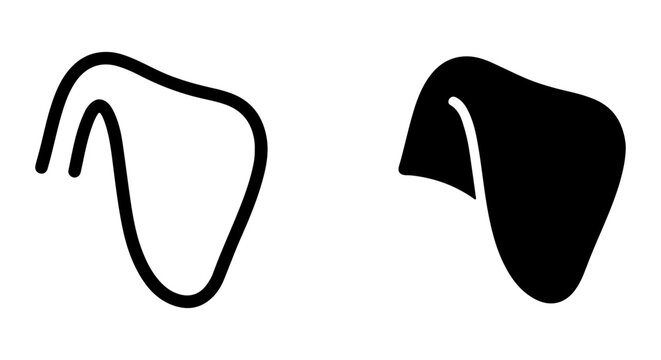 Dog Ear Icons, Simple Line Art and Silhouette, Animal Pet Symbols
