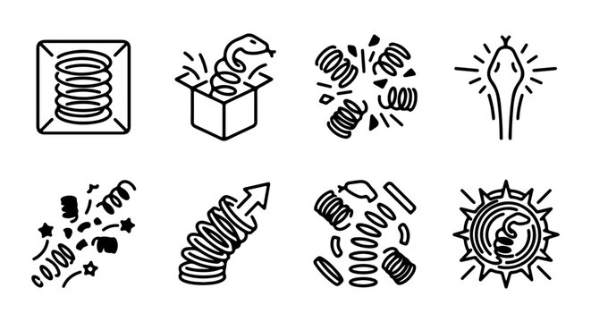 Jack in the Box Icons, Spring Surprise Vector Graphics, Toy Surprise Elements, Playful Surprise Graphics