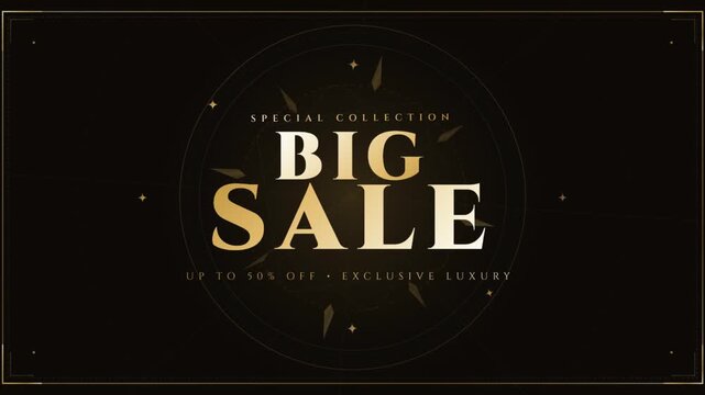 Big Sale Announcement with Elegant Gold Text on Dark Background.