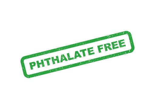 Green phthalate free rubber stamp style text label icon