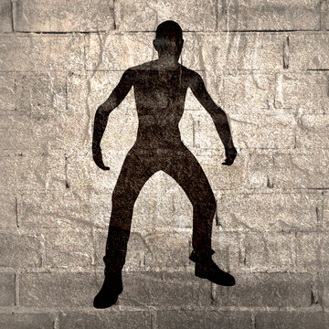 Cartoon zombie monster silhouette. Spooky and scary character.