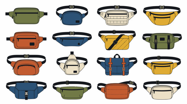Colorful fanny pack and waist bag collection for travel and hiking.