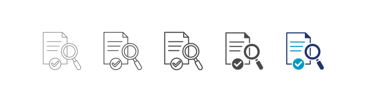 document review icon set consisting of multiple styles vector illustration. editable stroke
