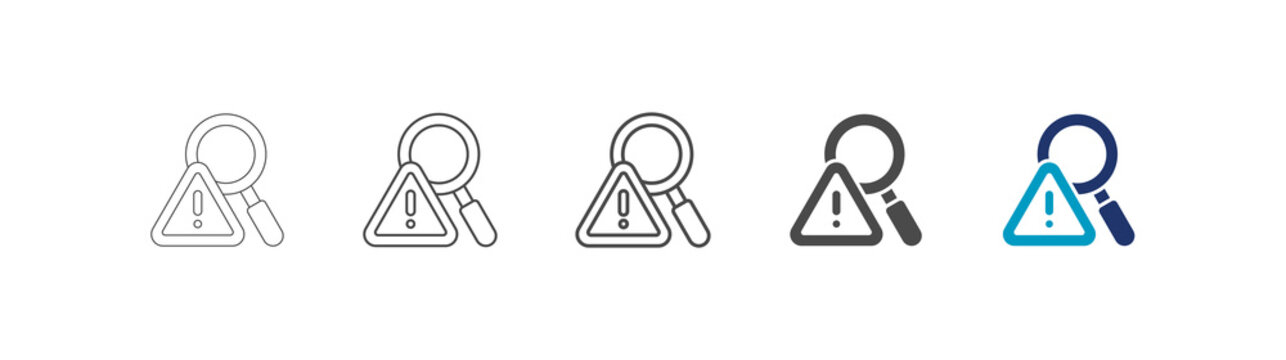 fraud detection icon set consisting of multiple styles vector illustration. editable stroke